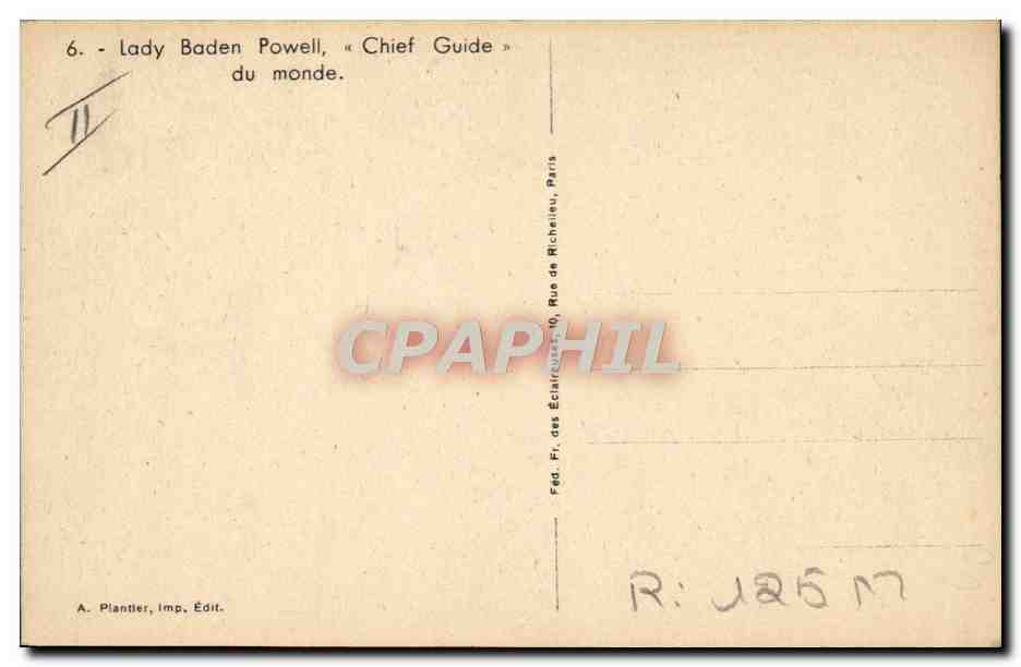 CPA Scout Scoutisme Jamboree Lady Baden Powell Chef Guide du monde  — Rückseite