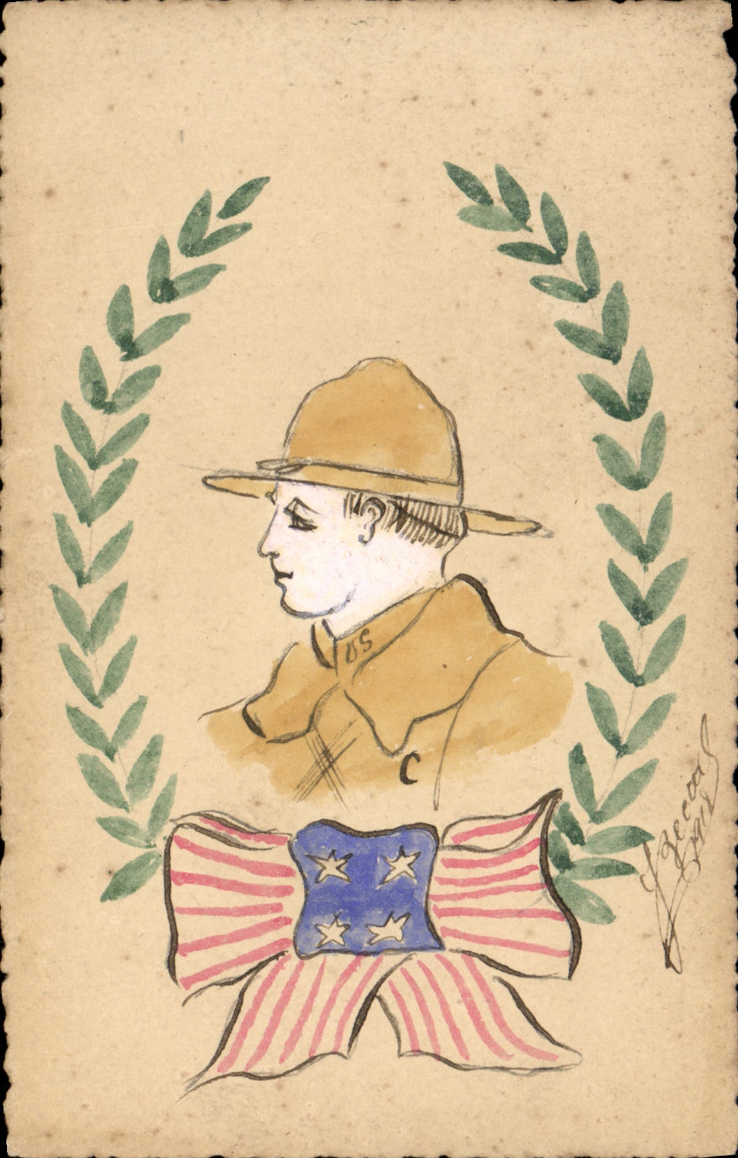 CPA Scout Scoutisme Jamboree (dessin a la main)