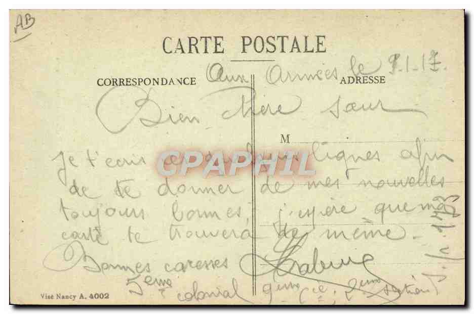 Au bord de la tranchée — Poilu cherchant ses poux — Stianna Polycarpe, édit., Cammercy — Achterkant