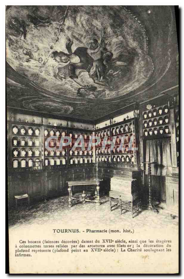 Tournus - Pharmacie (mon. hist.) — décor XVIIe siècle, plafond peint - Recto