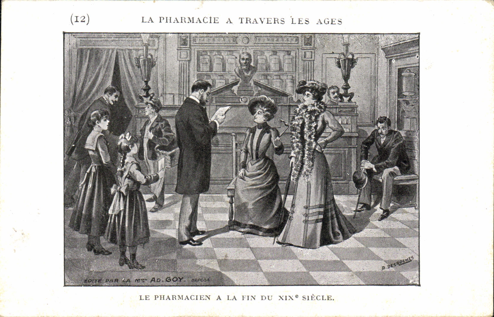 CPA La pharmacie a travers les ages Le pharmacien a la fin du 19eme