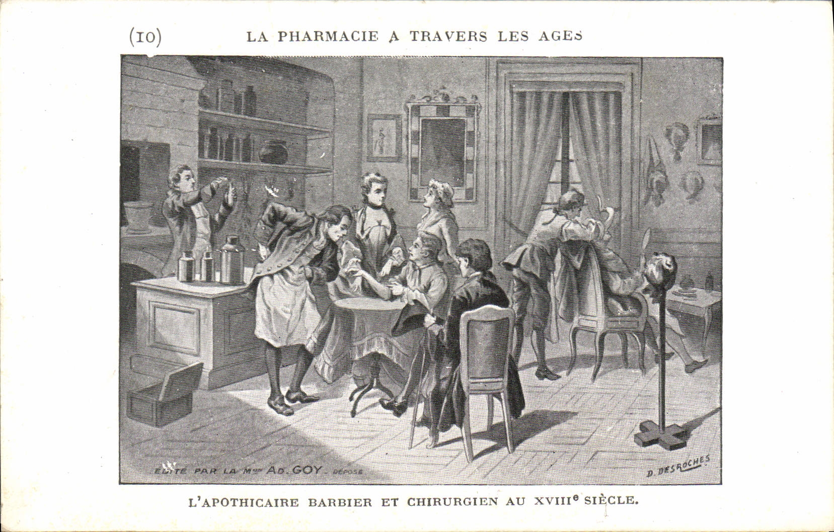 CPA La pharmacie a travers les ages L'apothicaire barbier et chirurgien au 18eme