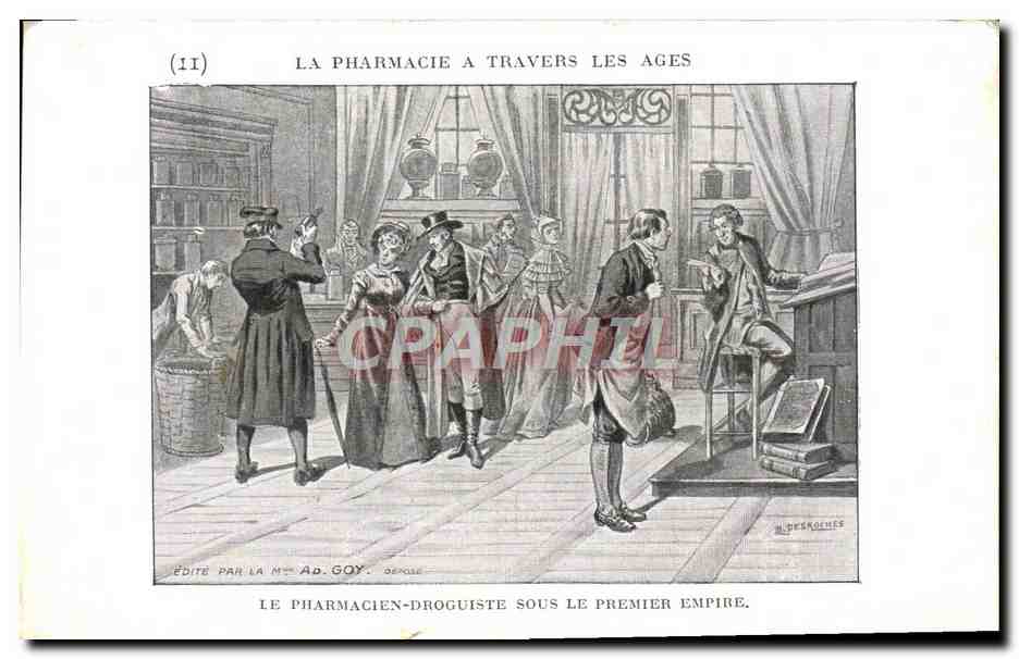 CPA La pharmacie a travers les ages Le pharmacien droguiste sous le Premier Empire 