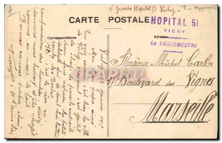 CPA Cheval Equitation Hippisme Vichy Vue generale de l'hippodrome  — Verso