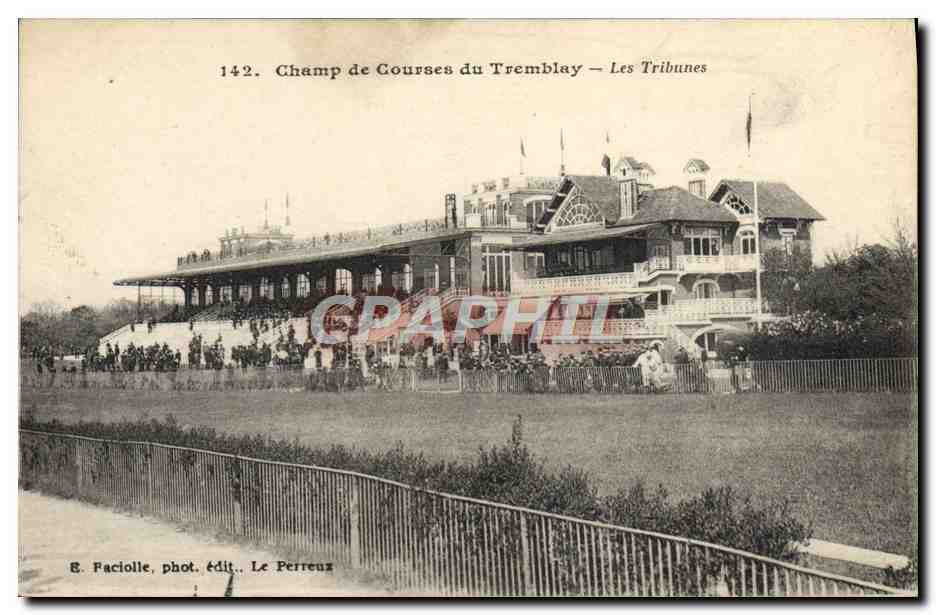 CPA Cheval Equitation Hippisme Champ de courses de Tremblay Les tribunes