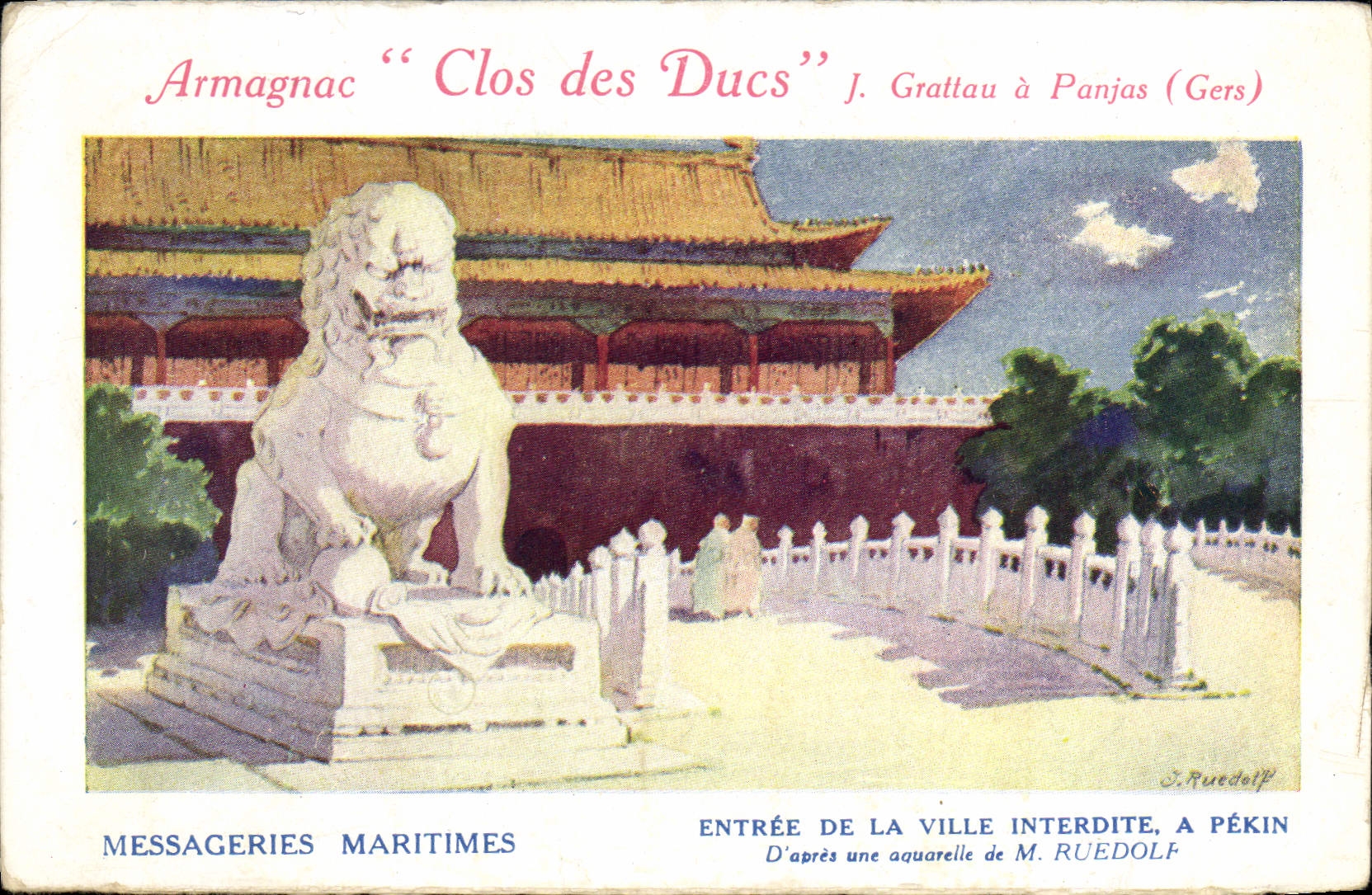 CPA Bateau Paquebot Messageries Maritimes Entree de la ville interdite Pekin Chine China 