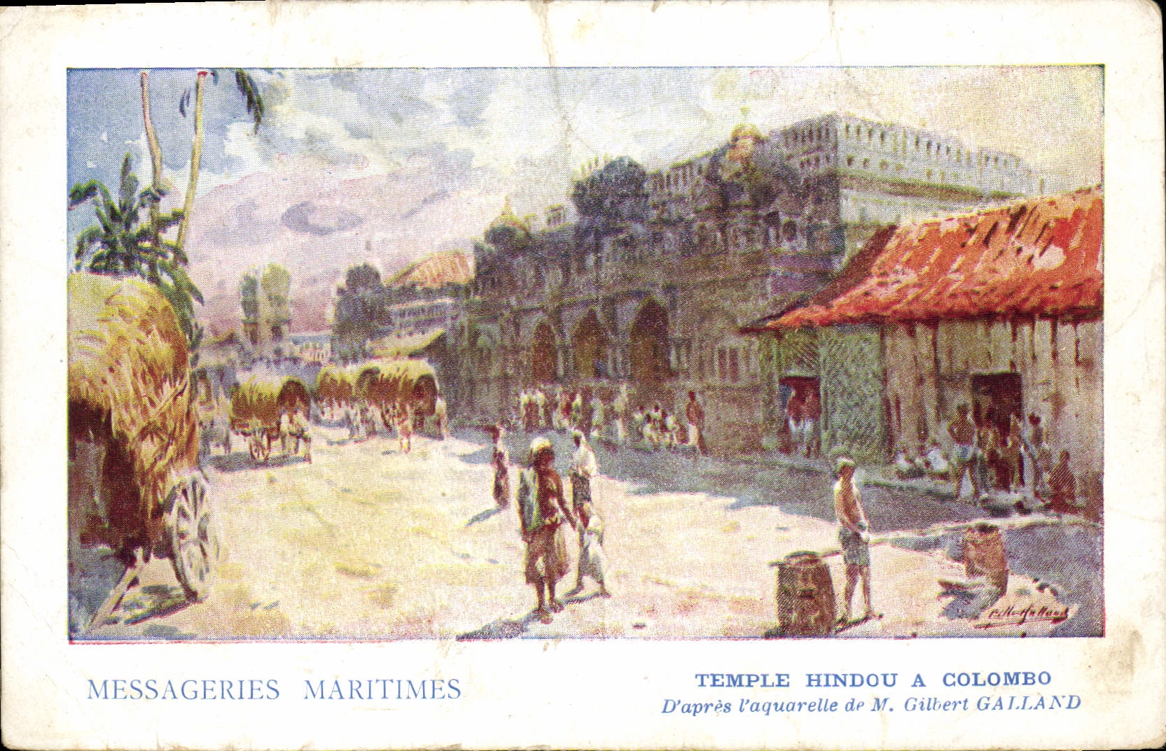 CPA Bateau Paquebot Messageries Maritimes Temple hindou a Colombo 