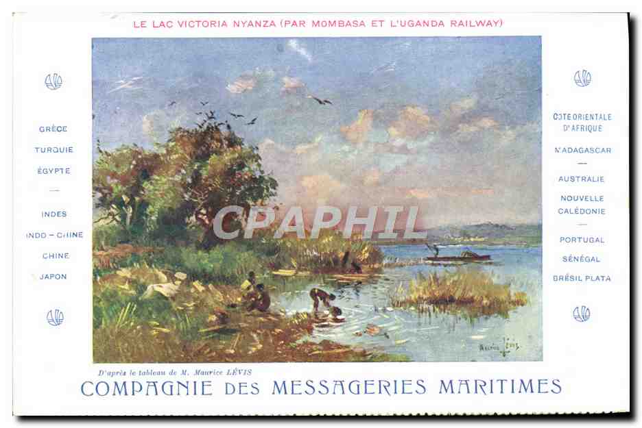 Le Lac Victoria Nyanza (par Mombasa et l'Uganda Railway) — Compagnie des Messageries Maritimes, éditeur Grav. Devambez