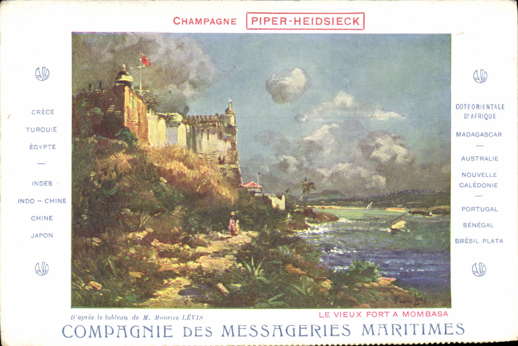 Le Vieux Fort à Mombasa — Compagnie des Messageries Maritimes — éditeur Devambez, Grav. & Edit.