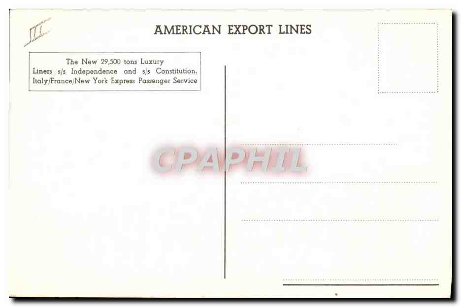 Cruiser Independence — American Export Lines — éditeur non visible — Verso