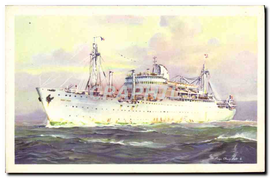 Het transatlantisch schip "VIET-NAM" — Compagnie der Messageries Maritimes — illustratie van Roger Chaplet
