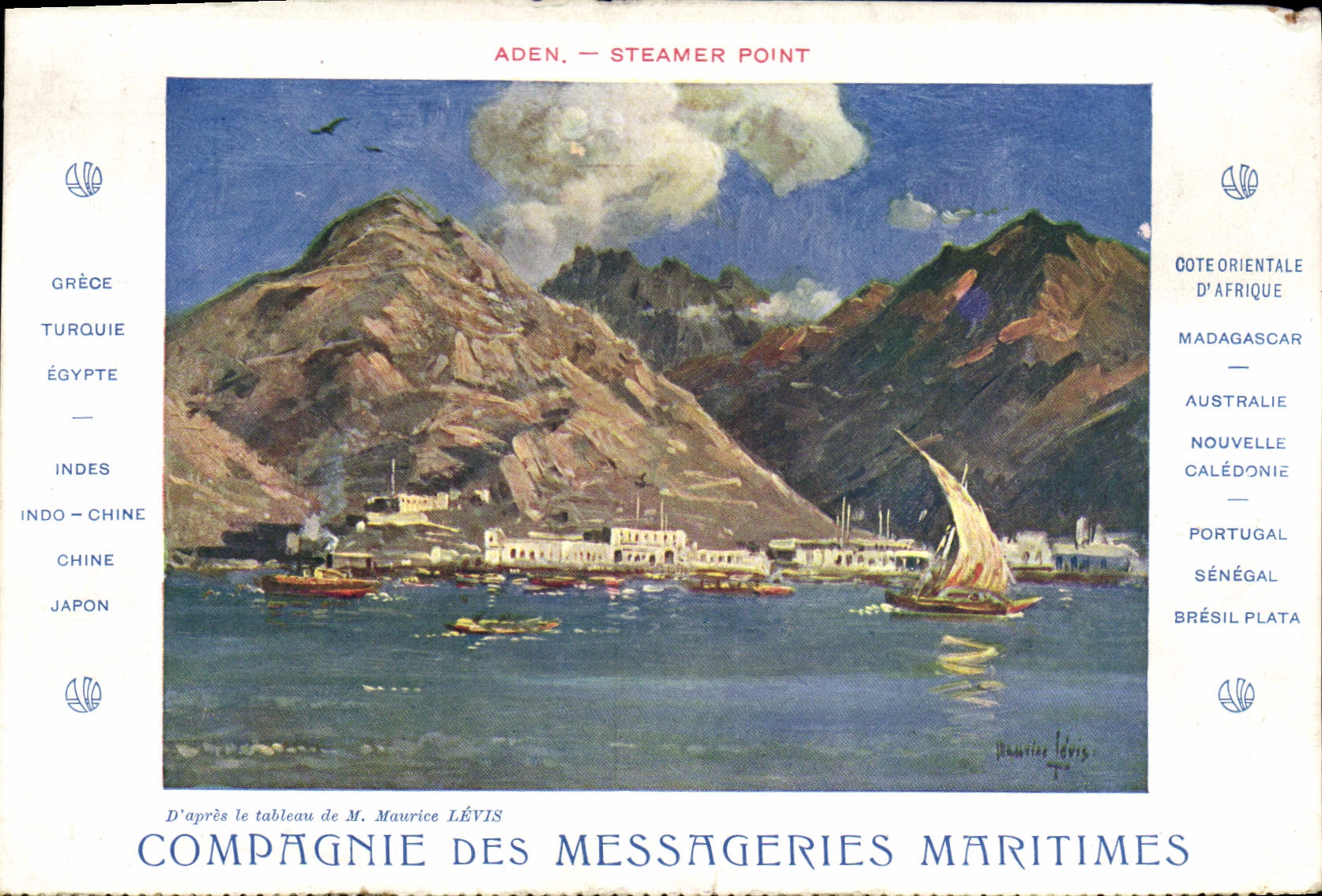 CPA Bateau Paquebot Messageries Maritimes Aden Steamer point