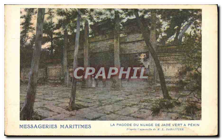 CPA Bateau Paquebot Messageries Maritimes La pagode du nuage de jade vert a Pekin Chine China