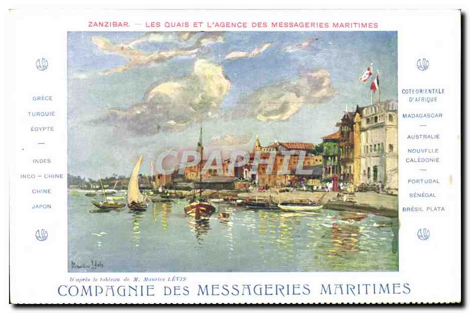 Zanzibar — Les quais et l'agence des messageries maritimes — Compagnie des Messageries Maritimes
