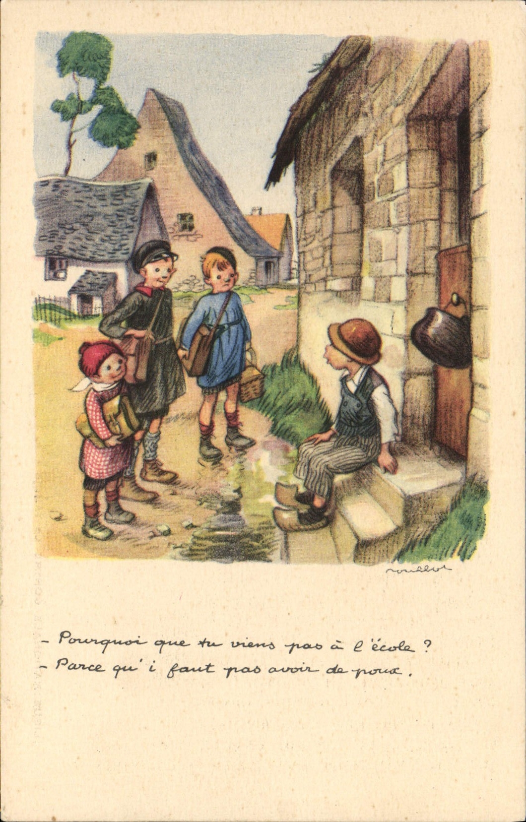 Enfants à l'école — Ligue Nationale Contre le Taudis — éditeur non visible