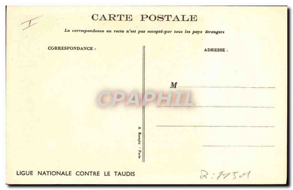 Enfants jouant avec un seau — scène de rue — dessin de M. Muller — Ligue Nationale Contre le Taudis — Achterkant