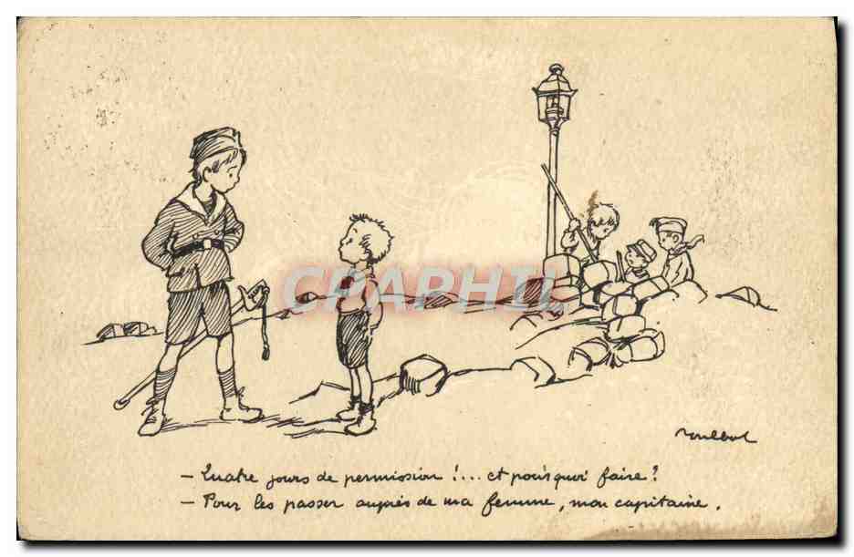 Soldats en permission — humour militaire — éditeur Poulbot, n°20