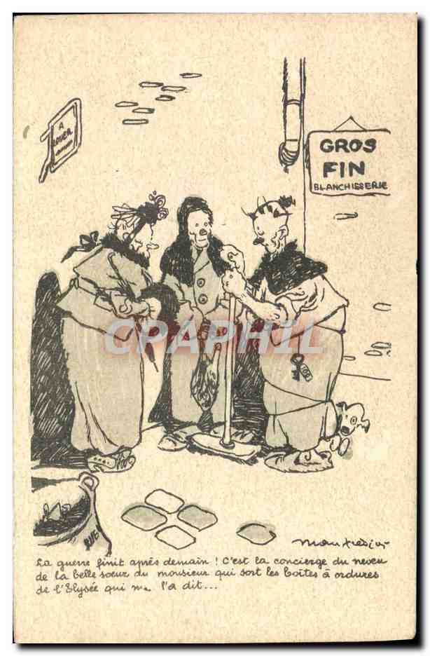 Scène de rue avec concierge — caricature de Manfredini — éditeur A. Ternois, n° 301