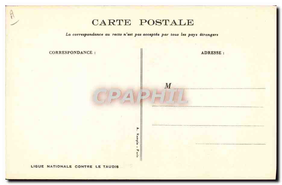 Enfants dans une chambre — scène humoristique — Ligue Nationale Contre le Taudis, Paris — Achterkant