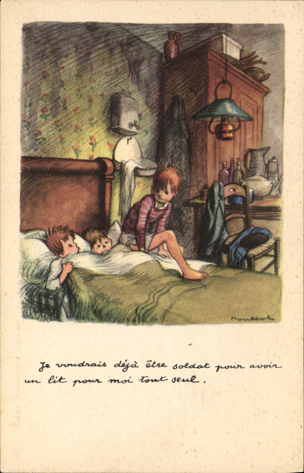 Enfants dans une chambre — illustration de Roubbot — éditeur non visible