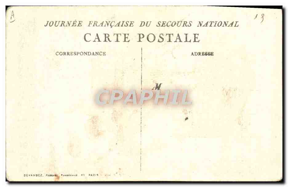 Séance de secours — Journée Française du Secours National — Devambez, Passeur, 81 Paris — Rückseite