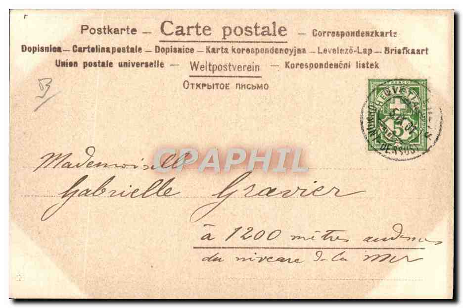 Femme dans un décor de pique — E. Schend — n° 1901 — Verso