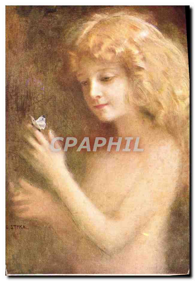 Jeune fille au papillon — Tade Styka — éditeur I. Lapina-Paris, n° 430