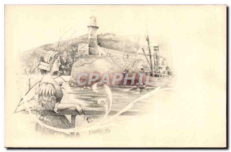 CPA Fantaisie Illustrateur Femme Bateau