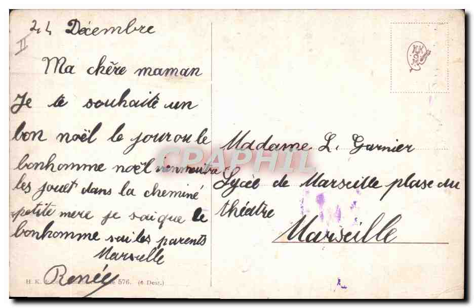 Enfants jouant à la descente de neige — L. Schröpeler — n° 576 — Verso