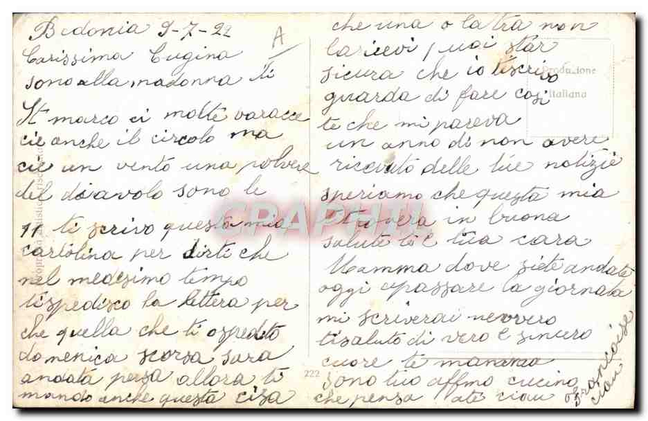 CPA Fantaisie Illustrateur Femme Segnale d'amore Santino — Rückseite