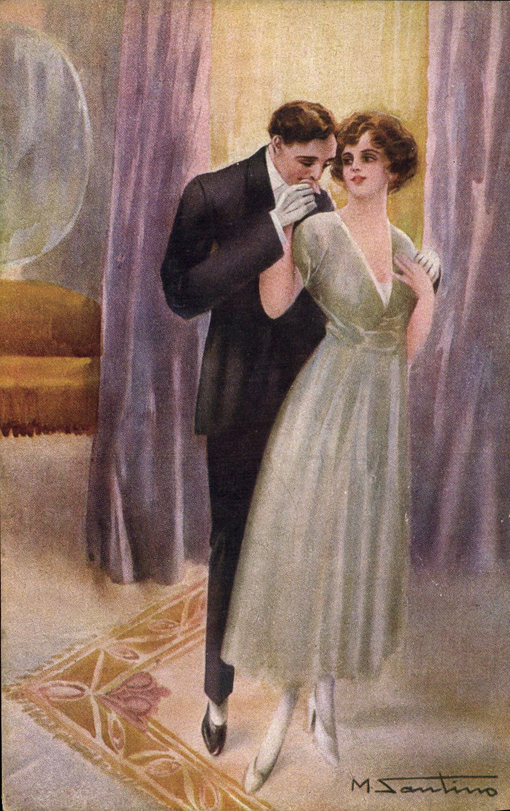 Danse d'élégance — couple dansant en robe de soirée — M. Santino