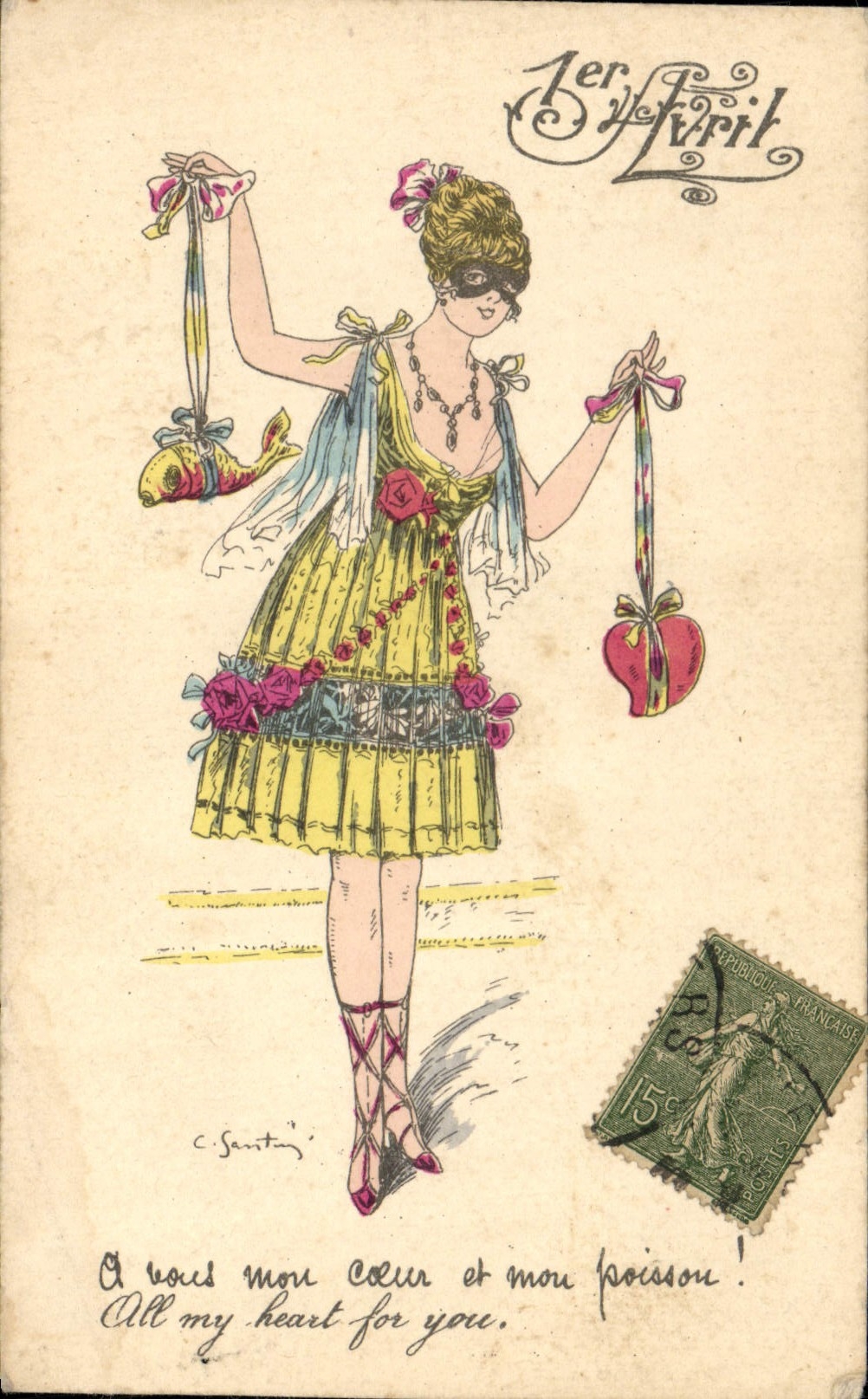 CPA Fantaisie Illustrateur Femme 1er avril 