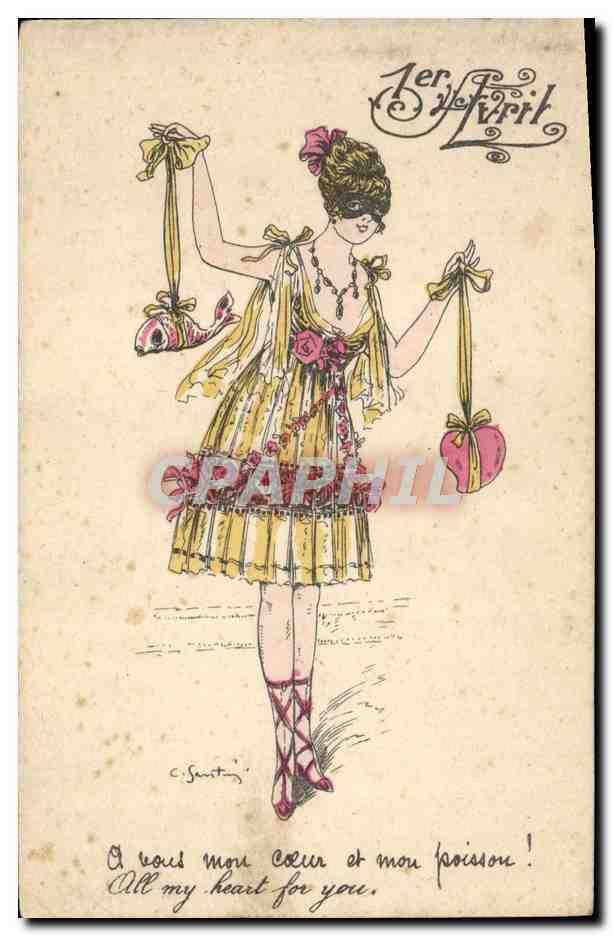 CPA Fantaisie Illustrateur Femme 1er avril 
