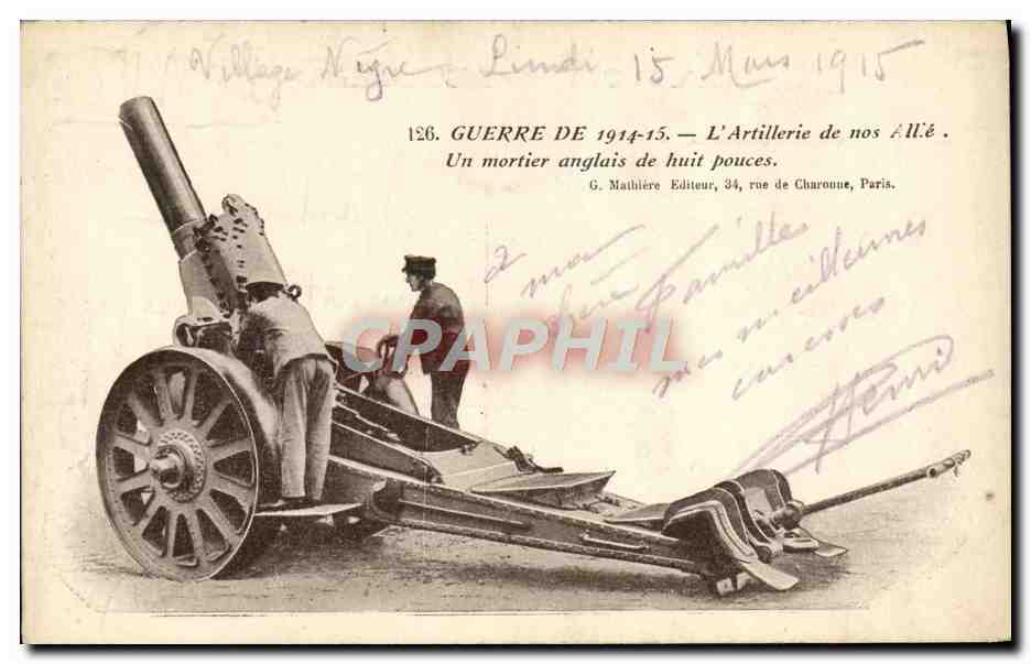 CPA Militaria Artillerie Un mortier anglais de huit pouces