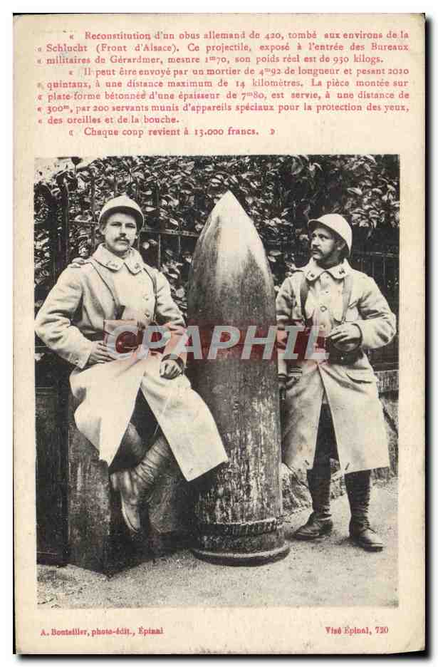 CPA Militaria Obus allemand de 420