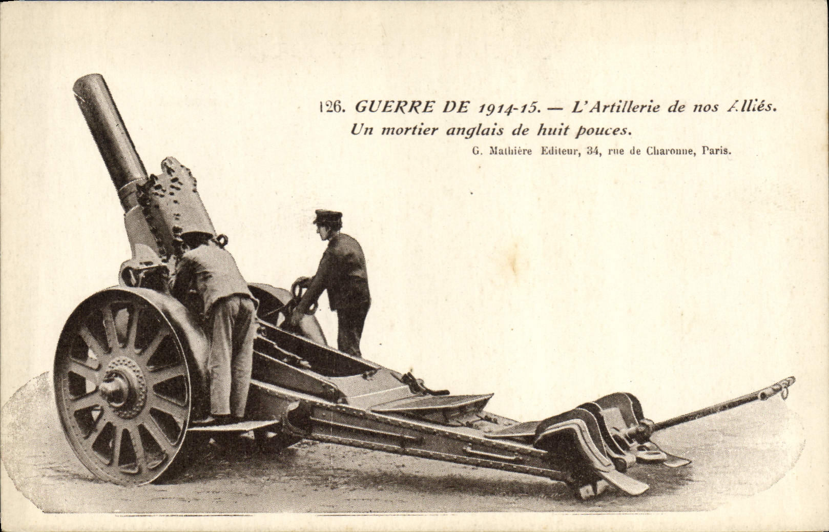 CPA Militaria Artillerie Mortier anglais de huit pouces