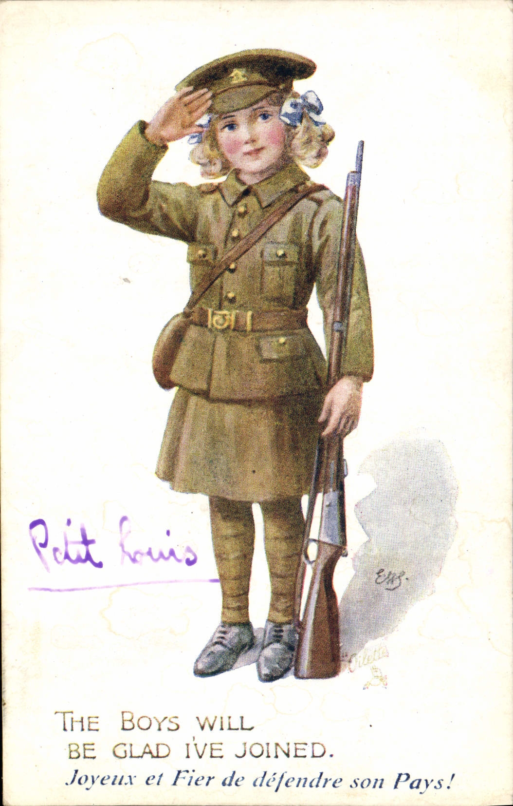CPA Fantaisie Illustrateur Enfant soldat Militaria 