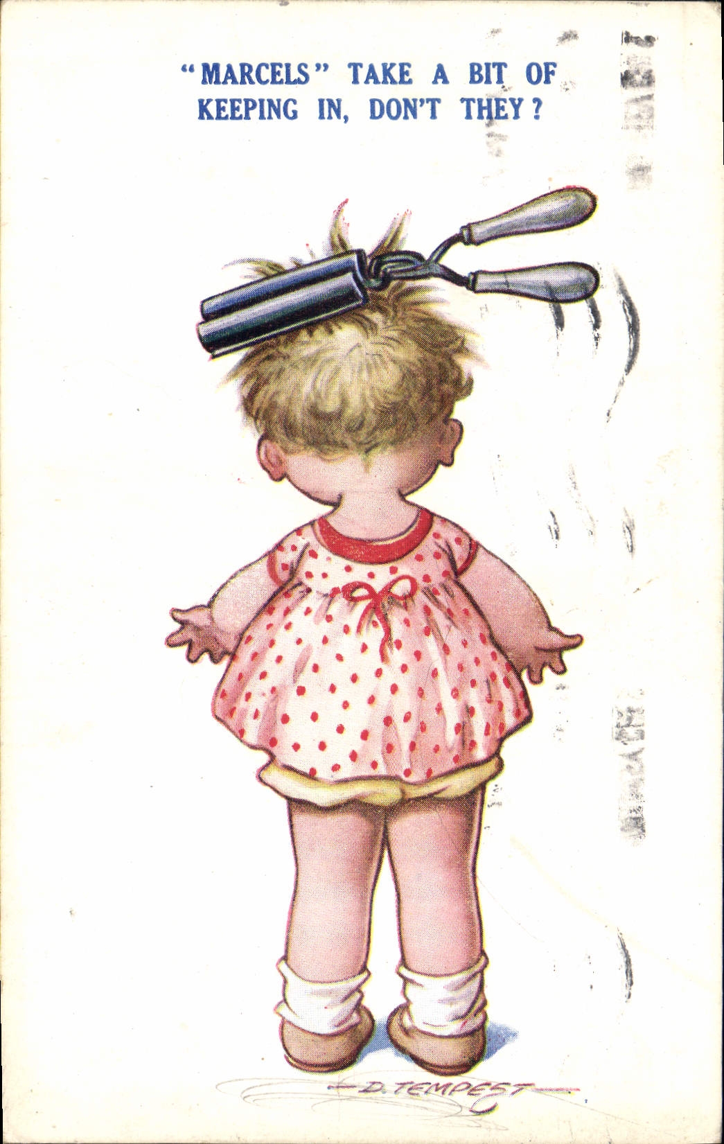 CPA Fantaisie Illustrateur Enfant Tempest Coiffeur