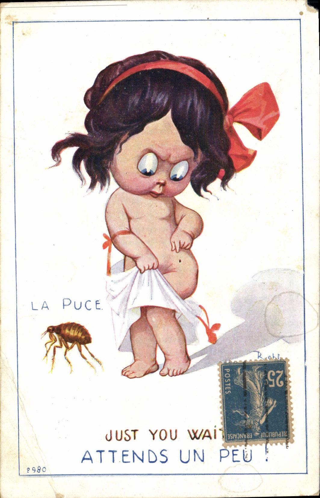 CPA Fantaisie Illustrateur Enfant la puce