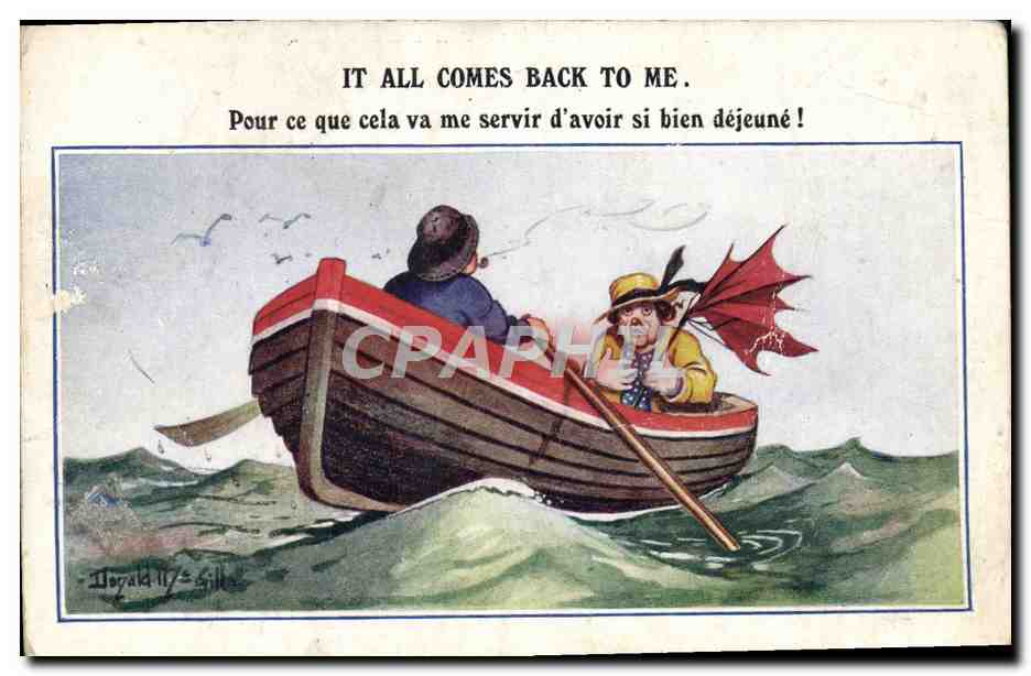 CPA Fantaisie Illustrateur Donald Mc Gill Peche pecheur 