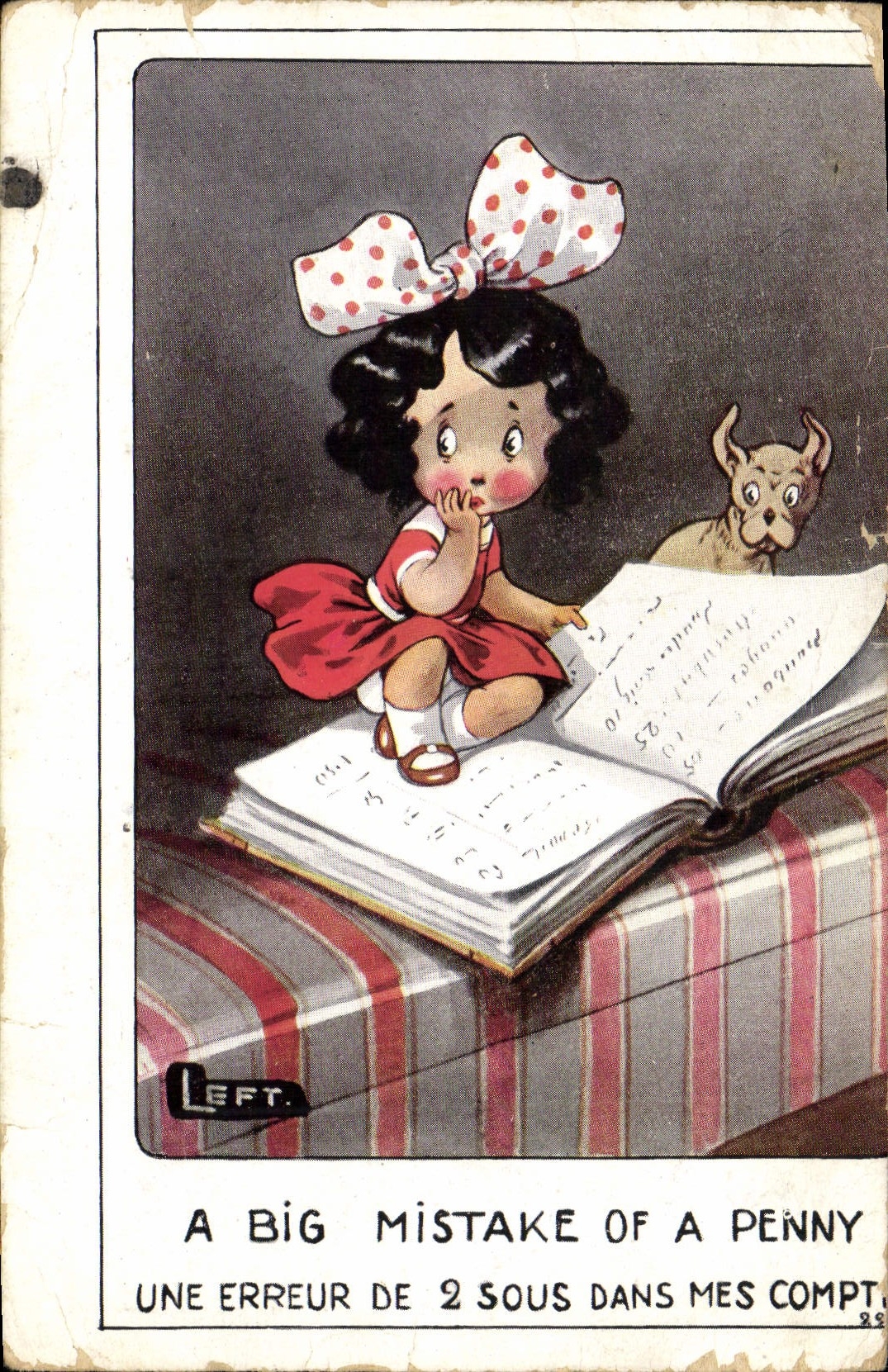 CPA Fantaisie Illustrateur Enfant Chien A big mistake of a penny