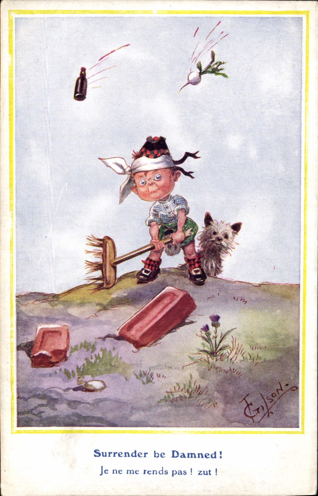 Enfant avec chien — caricature humoristique — Ludgate British Post Card, série III, n° 772