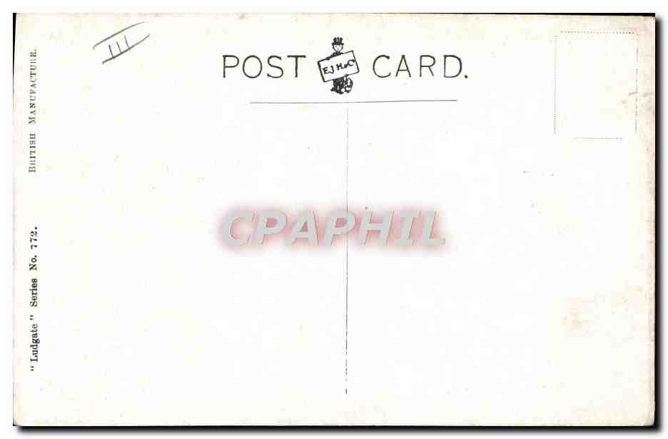 Enfant avec chien — caricature humoristique — Ludgate British Post Card, série III, n° 772 — Rückseite