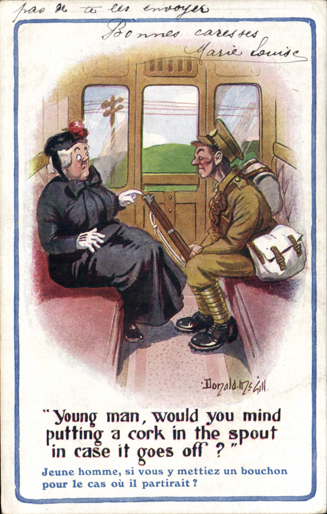 CPA Fantaisie Illustrateur Train Soldat Militaria Donald Mc Gill