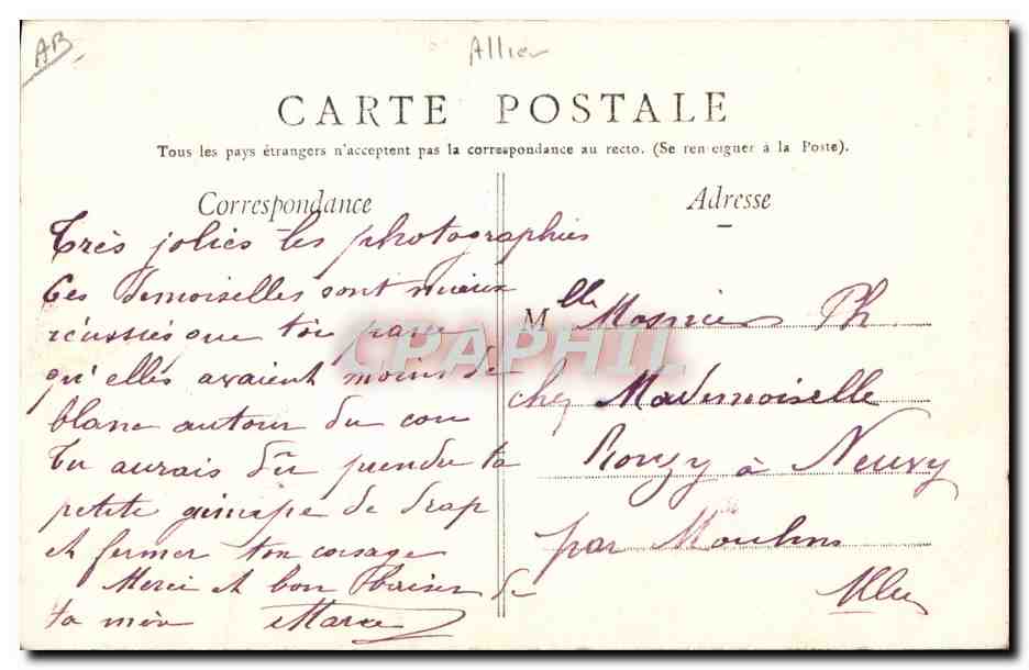 CPA Folklore Auvergne Paysanne des environs de Montlucon  — Verso