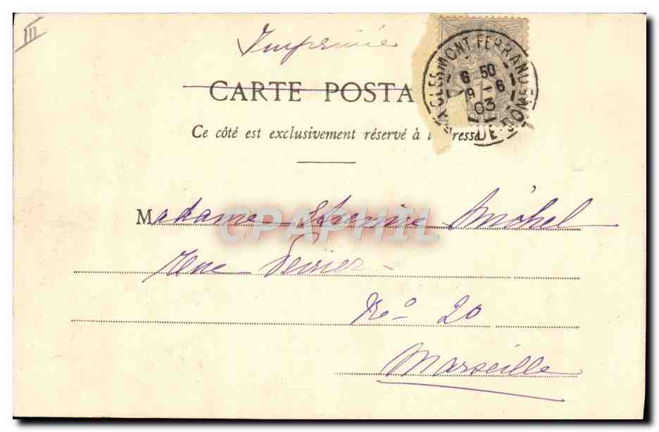 CPA Folklore Auvergne Costume montagnard — Verso