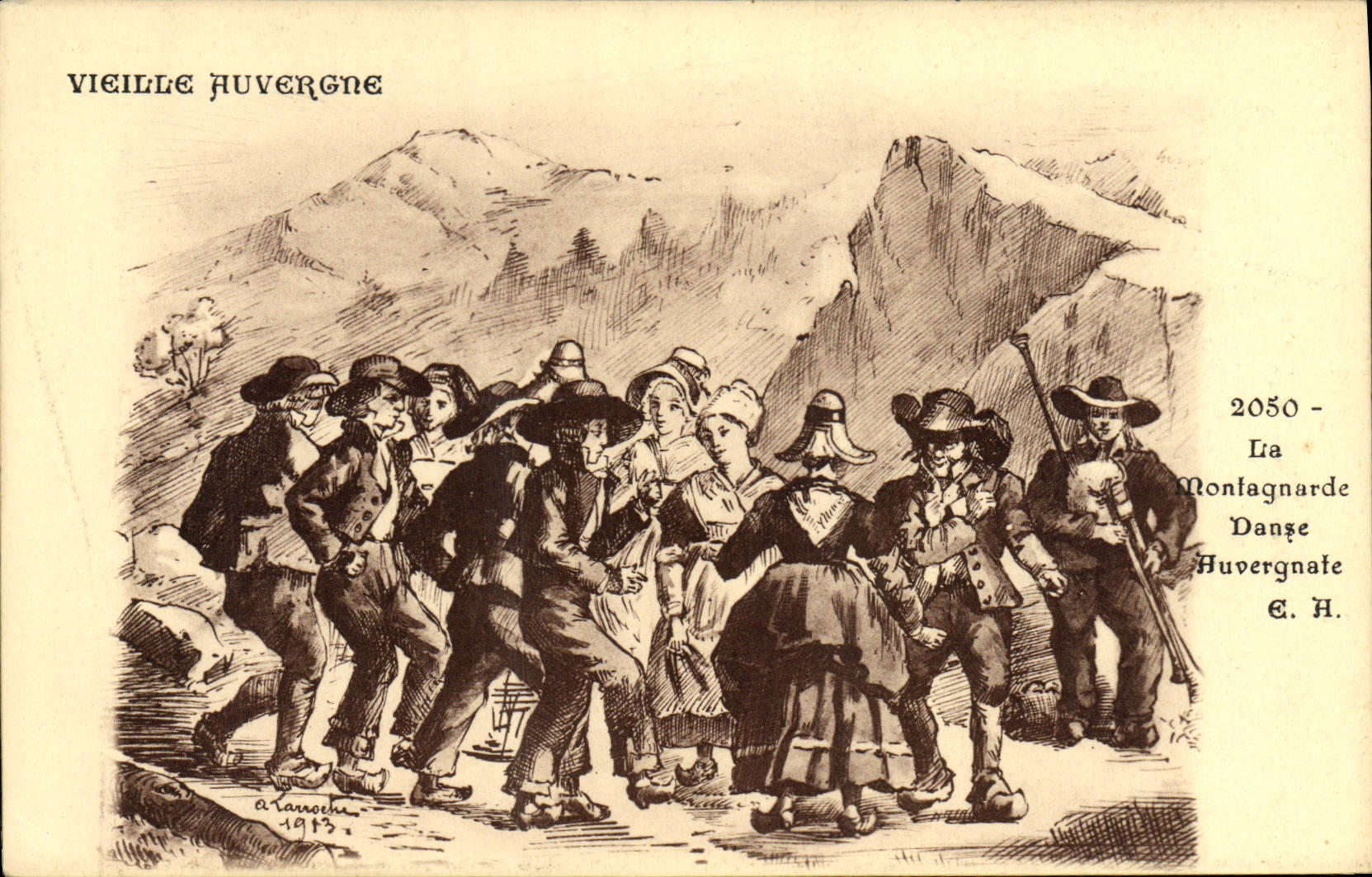 CPA Folklore La montagnarde Danse auvergnate