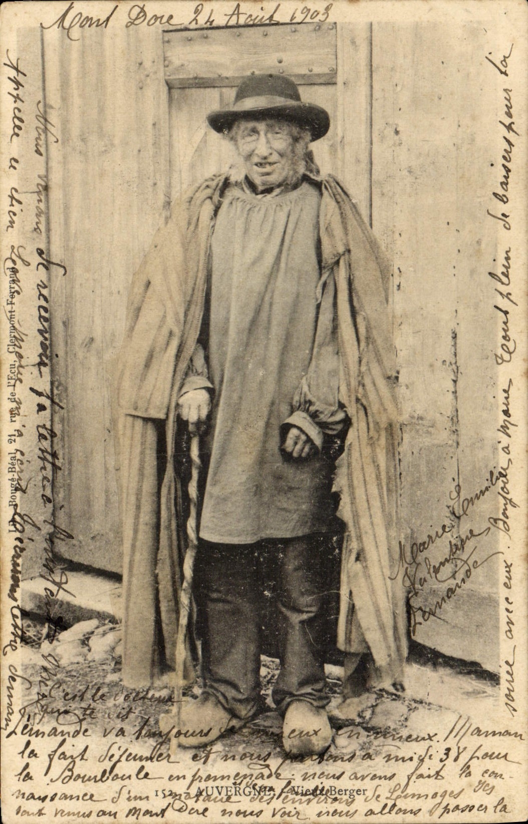 CPA Folklore Auvergne Vieux berger