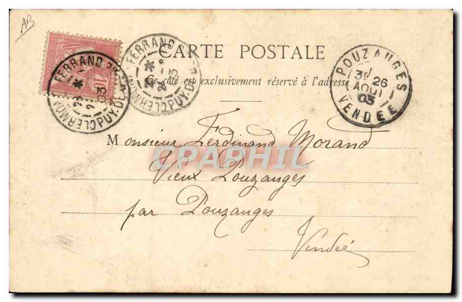 CPA Folklore Auvergne Vieux berger — Verso