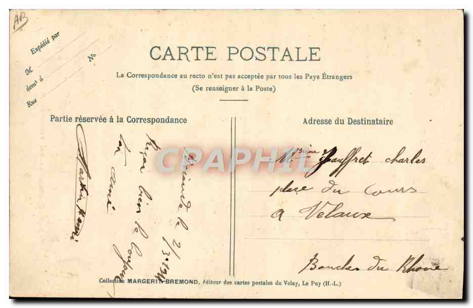 CPA Folklore Le Velay Type du paysan Cevenol revenant du marche — Verso